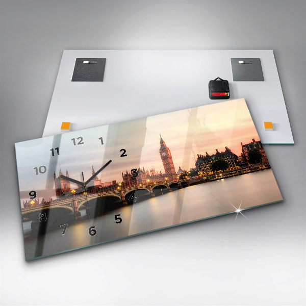 Horizontal wall clock Big Ben London panorama