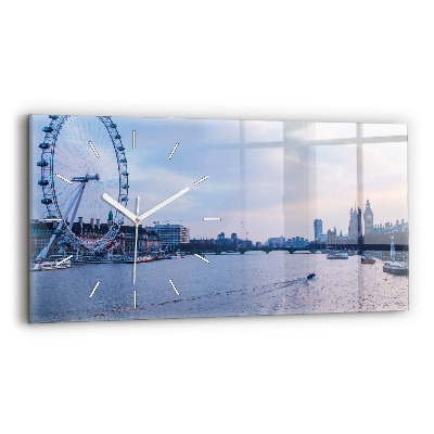 Horizontal wall clock London Eye city panorama