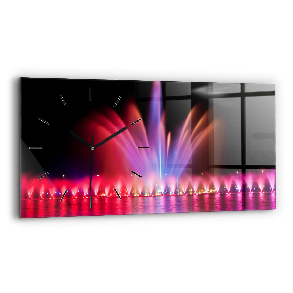 Horizontal wall clock Wroclaw Fountain at Night