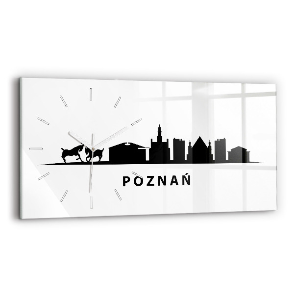 Horizontal wall clock Poznan panorama graphics