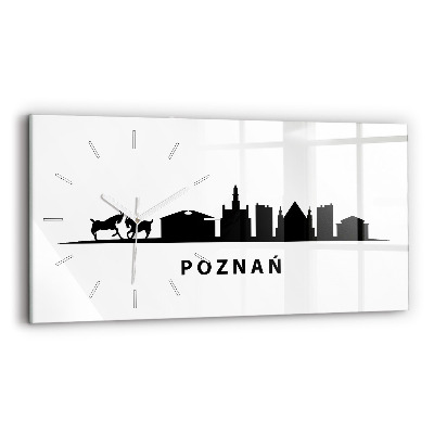Horizontal wall clock Poznan panorama graphics