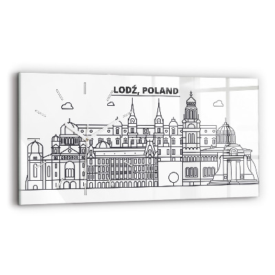 Horizontal wall clock Lodz architecture panorama