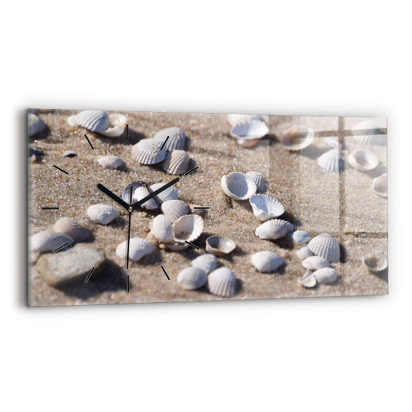 Horizontal wall clock Seashells on the beach