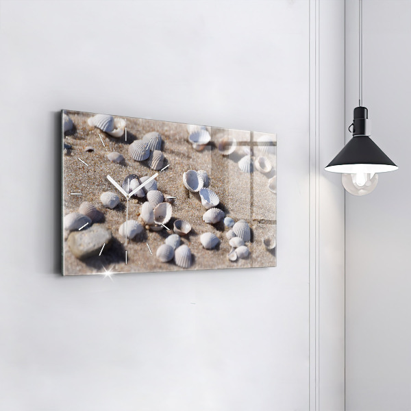 Horizontal wall clock Seashells on the beach