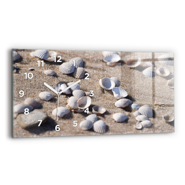 Horizontal wall clock Seashells on the beach