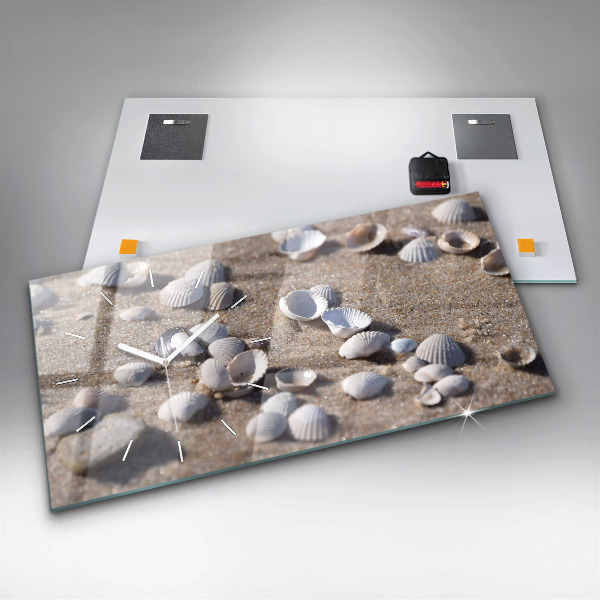Horizontal wall clock Seashells on the beach