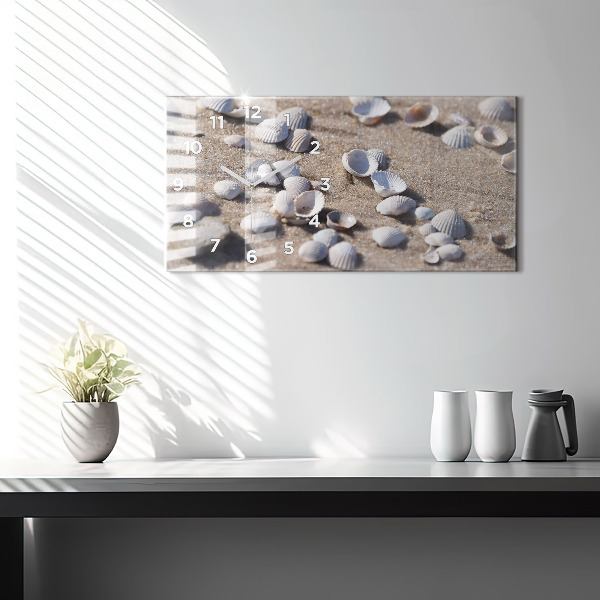 Horizontal wall clock Seashells on the beach