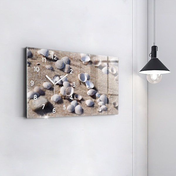 Horizontal wall clock Seashells on the beach