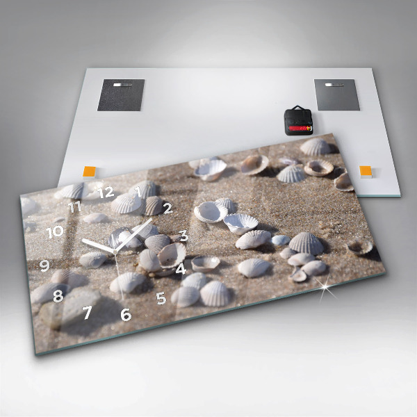 Horizontal wall clock Seashells on the beach