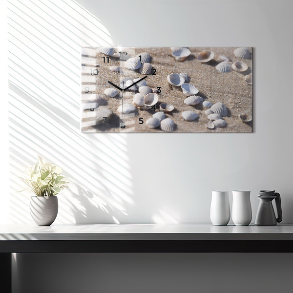 Horizontal wall clock Seashells on the beach
