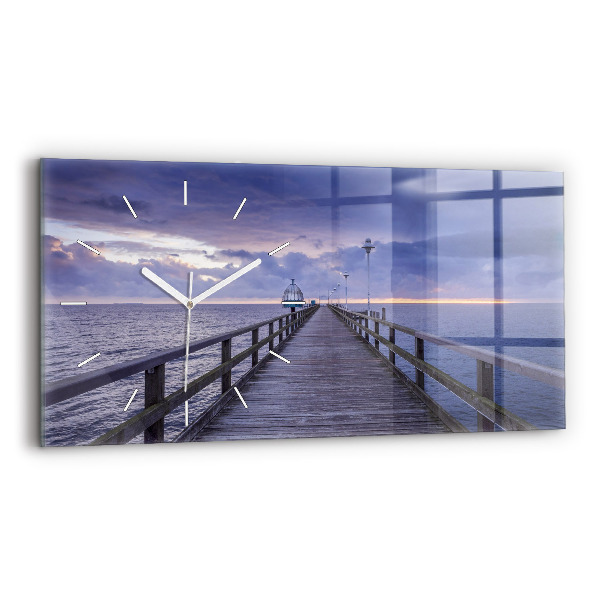 Horizontal wall clock Pier on the Baltic Sea