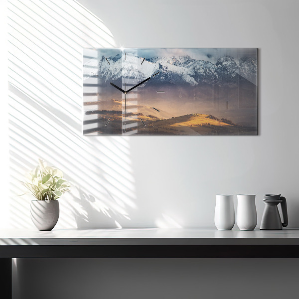 Horizontal wall clock Tatra Mountains in winter mountain panorama