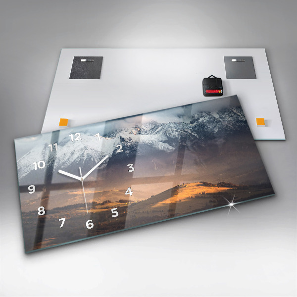 Horizontal wall clock Tatra Mountains in winter mountain panorama
