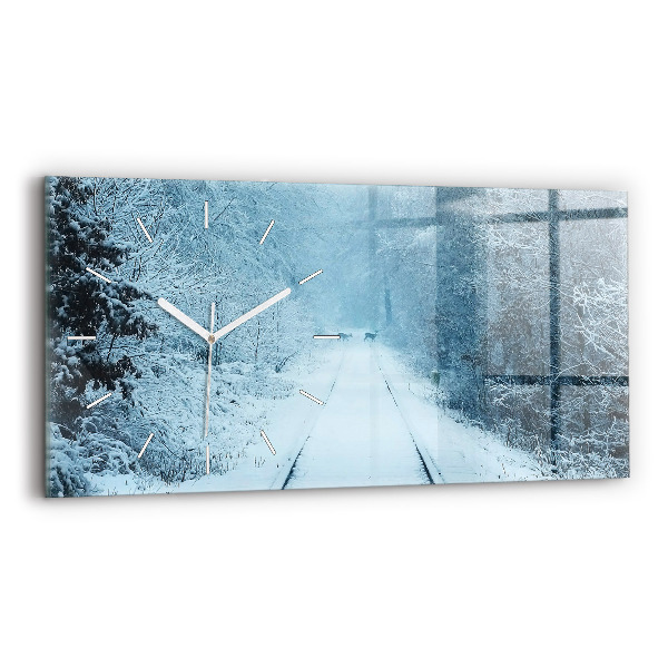 Horizontal wall clock Deer on the tracks