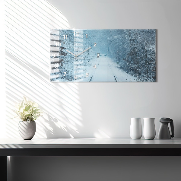 Horizontal wall clock Deer on the tracks