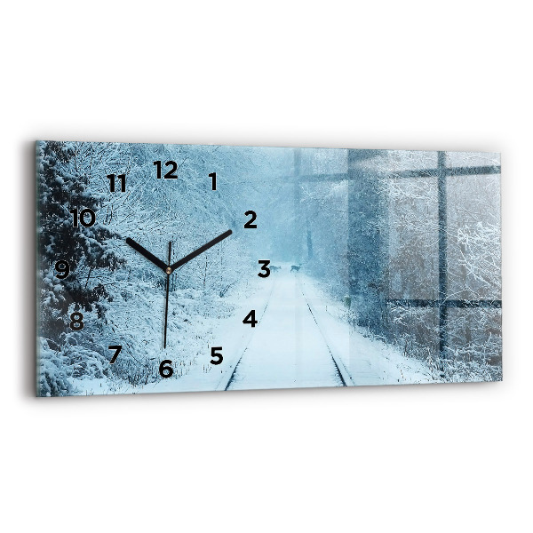 Horizontal wall clock Deer on the tracks