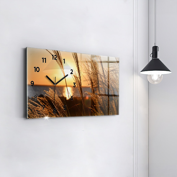 Horizontal wall clock Wheat In The Golden Hour