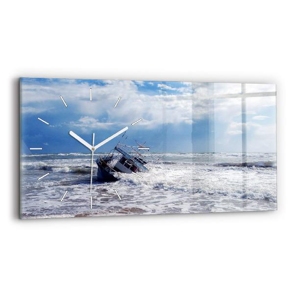 Horizontal wall clock Sunken watercraft