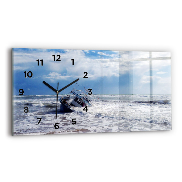 Horizontal wall clock Sunken watercraft