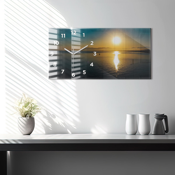 Horizontal wall clock Landscape at sunrise