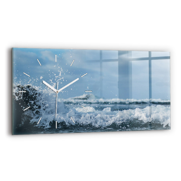 Horizontal wall clock Sea wave photography