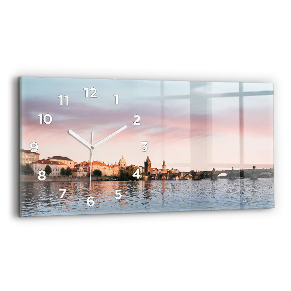 Horizontal wall clock Charles Bridge in Prague