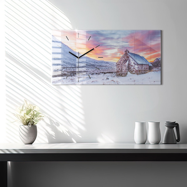 Horizontal wall clock Cottage in the mountains