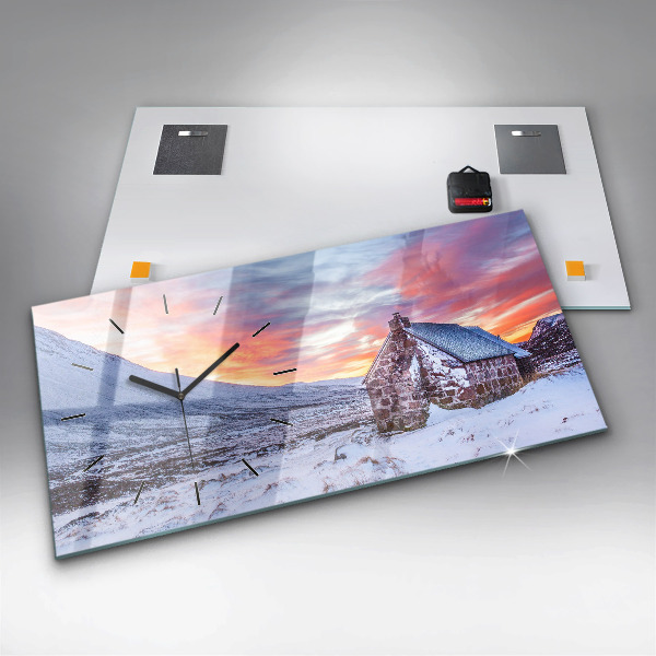 Horizontal wall clock Cottage in the mountains