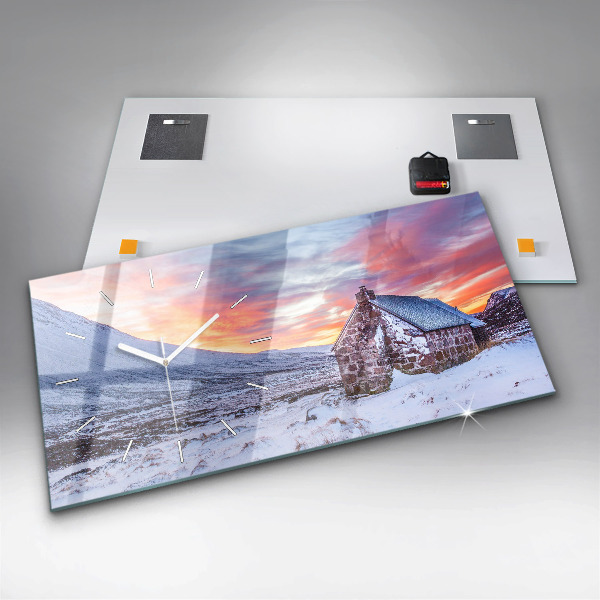 Horizontal wall clock Cottage in the mountains