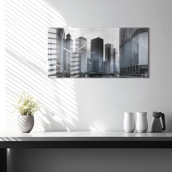 Horizontal wall clock Lodz with a panorama of the city