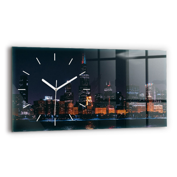 Horizontal wall clock Chicago Cityscape