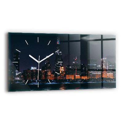 Horizontal wall clock Chicago Cityscape