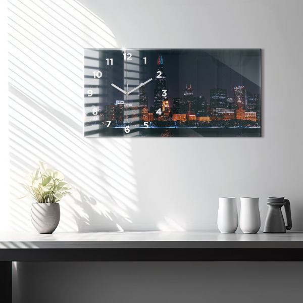 Horizontal wall clock Chicago Cityscape