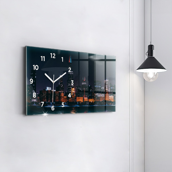 Horizontal wall clock Chicago Cityscape