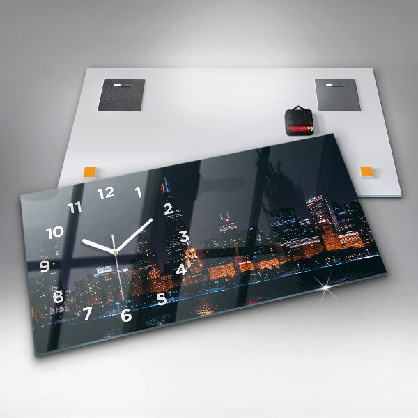 Horizontal wall clock Chicago Cityscape