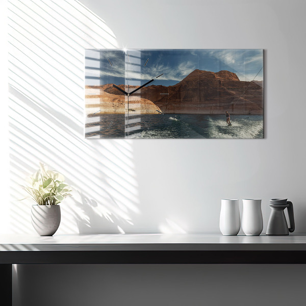 Horizontal wall clock Person on water skis