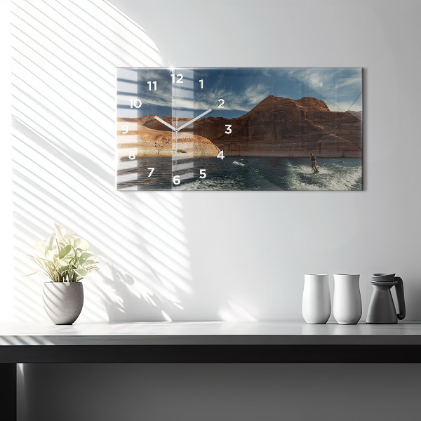 Horizontal wall clock Person on water skis