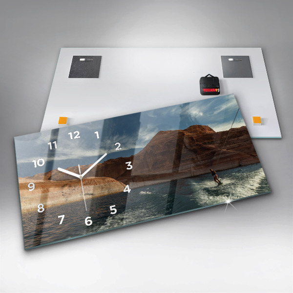 Horizontal wall clock Person on water skis