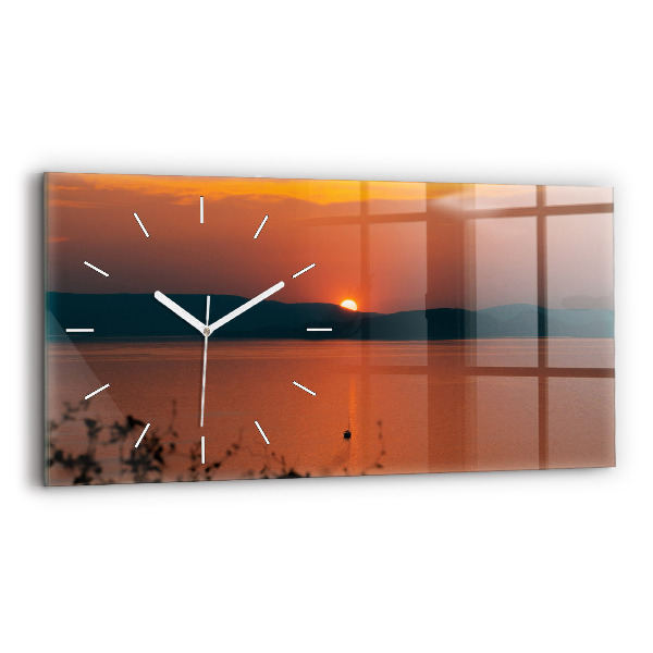 Horizontal wall clock Lake Balaton in the evening