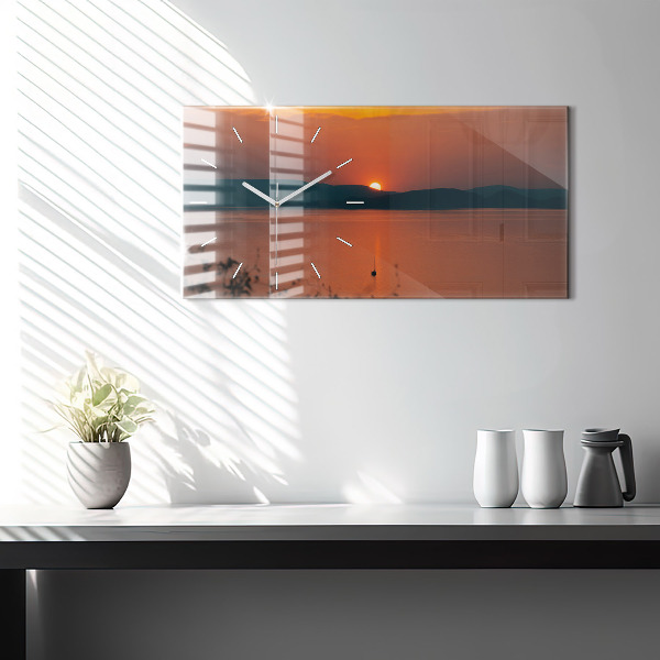 Horizontal wall clock Lake Balaton in the evening