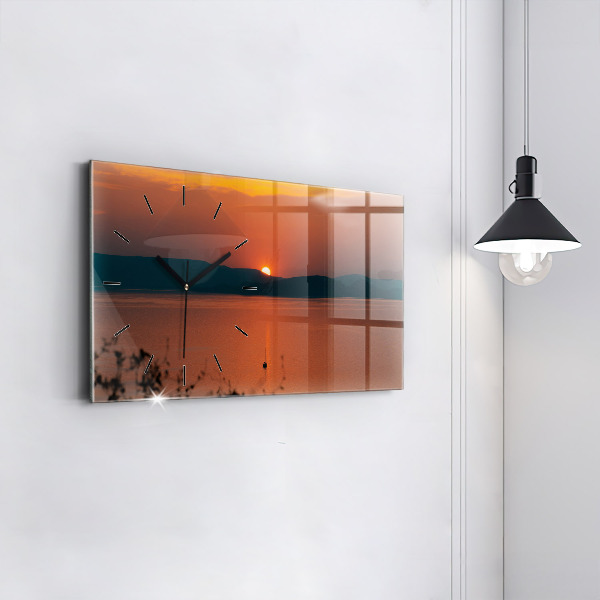 Horizontal wall clock Lake Balaton in the evening