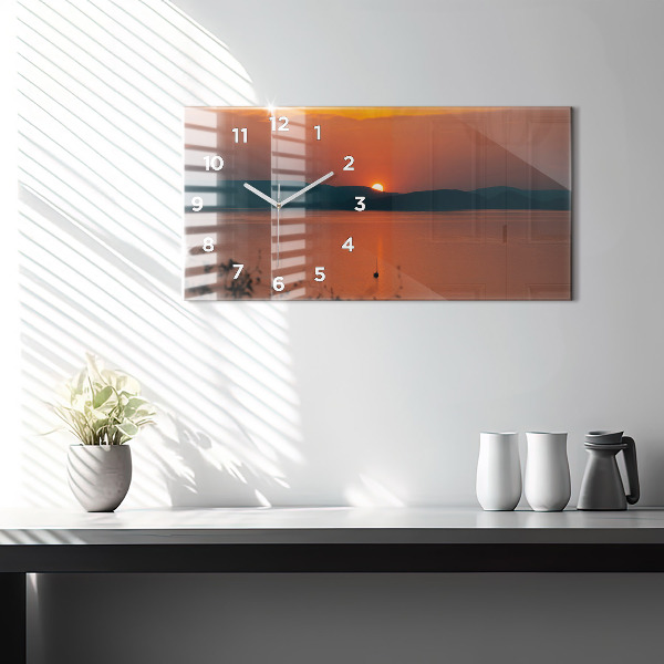 Horizontal wall clock Lake Balaton in the evening