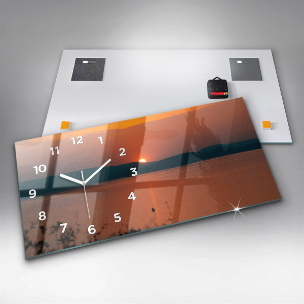 Horizontal wall clock Lake Balaton in the evening