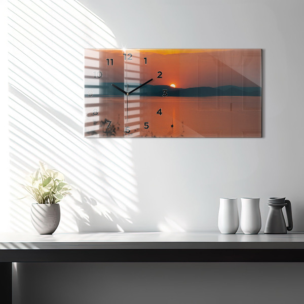 Horizontal wall clock Lake Balaton in the evening