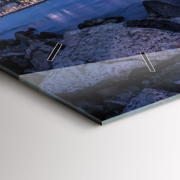 Horizontal wall clock Rocky shore under the bridge