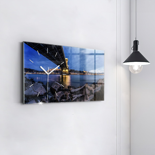 Horizontal wall clock Rocky shore under the bridge