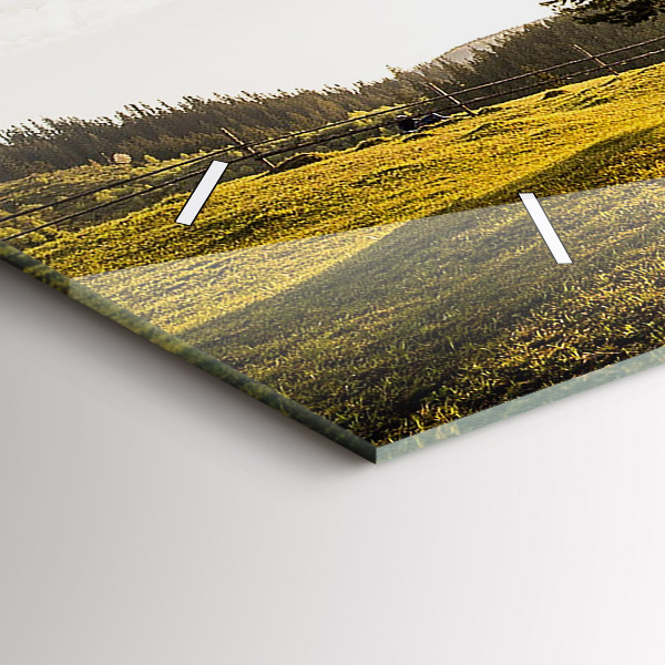 Horizontal wall clock A tree on a hill