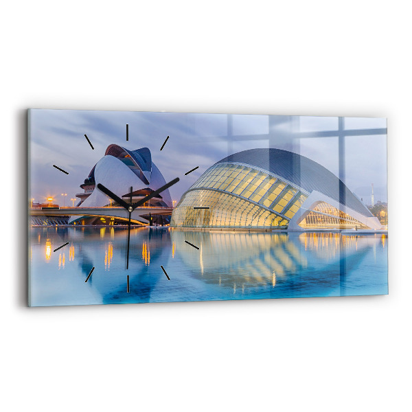 Horizontal wall clock City sunset