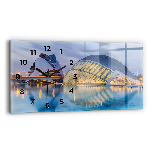 Horizontal wall clock City sunset
