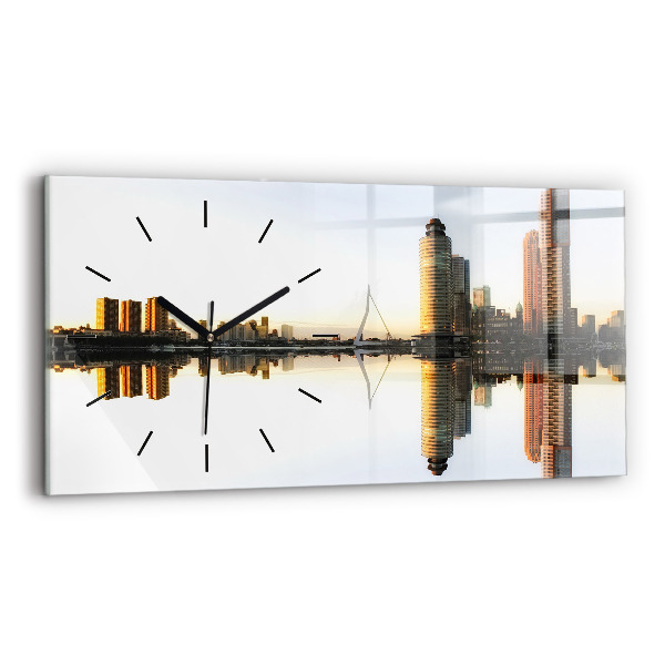 Horizontal wall clock A city on the river